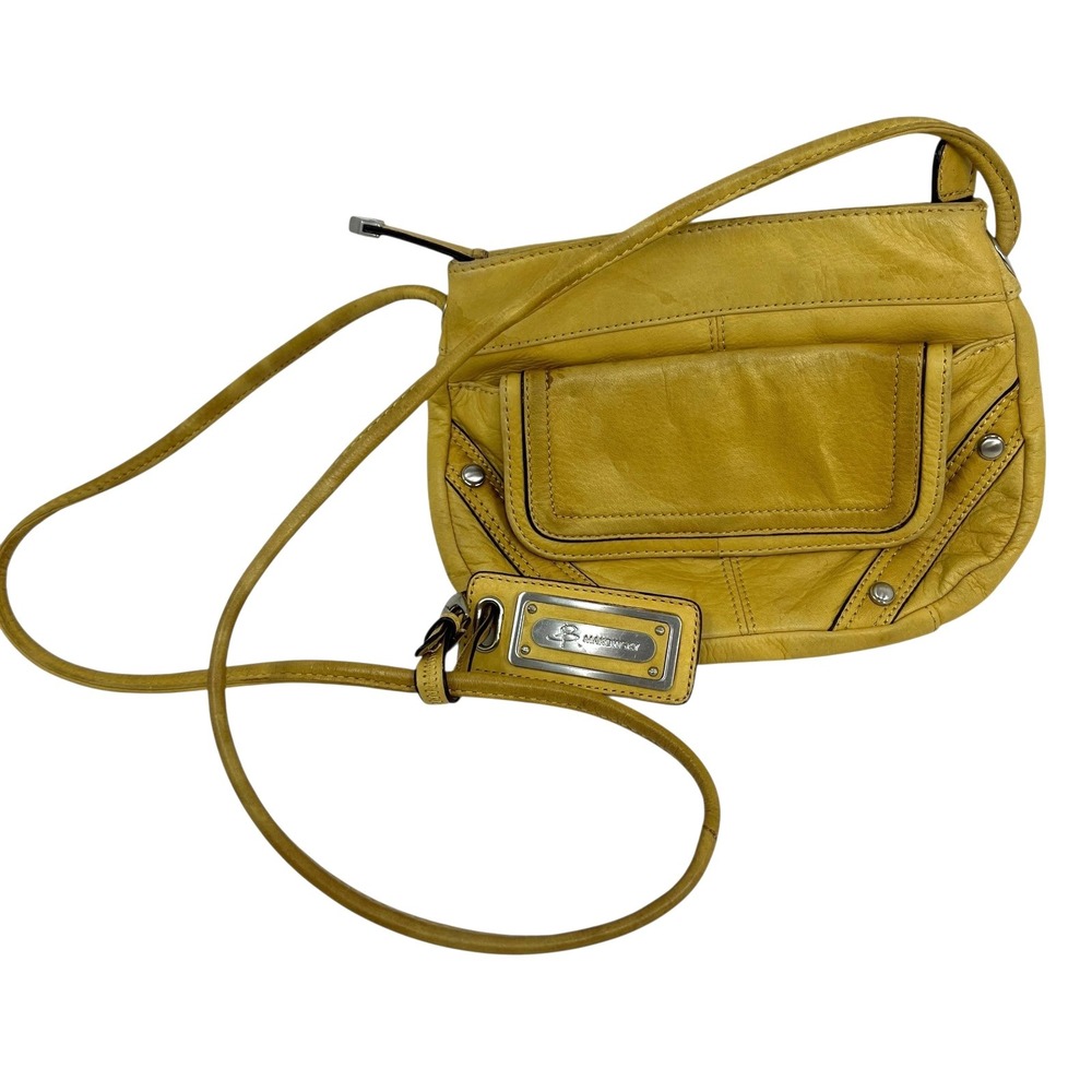 B. Makowsky Yellow Gold Soft Leather Small Crossbody Boho Shoulder Bag Purse